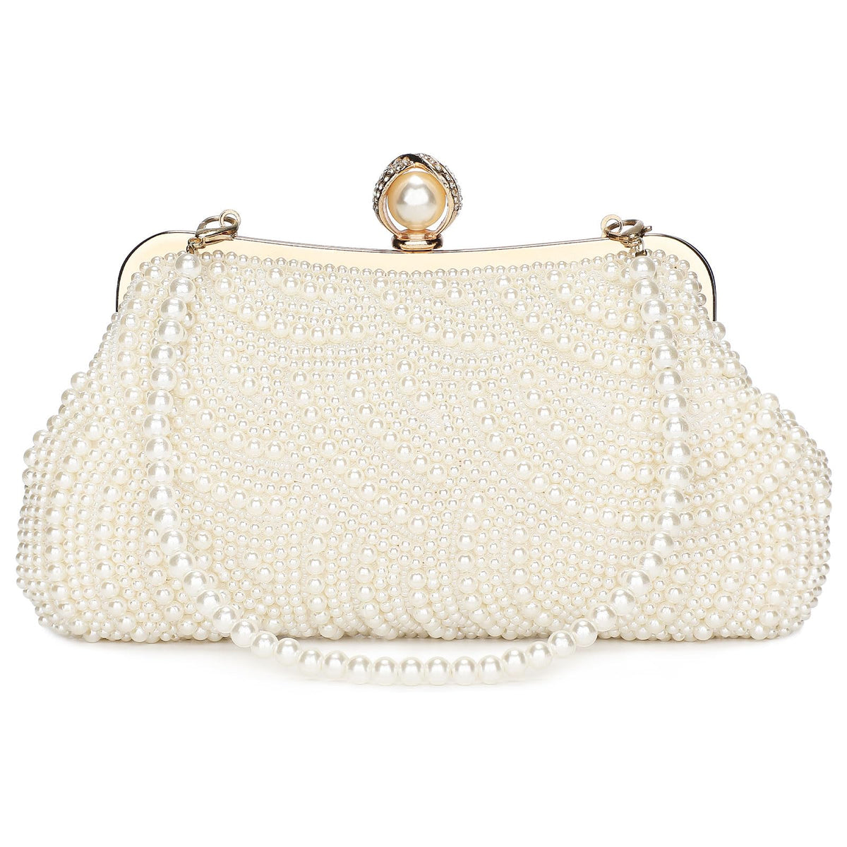 Clutch Bag for Women, Beaded Pearl Evening Purse, Wedding Party Bridal Handbag for Ladies