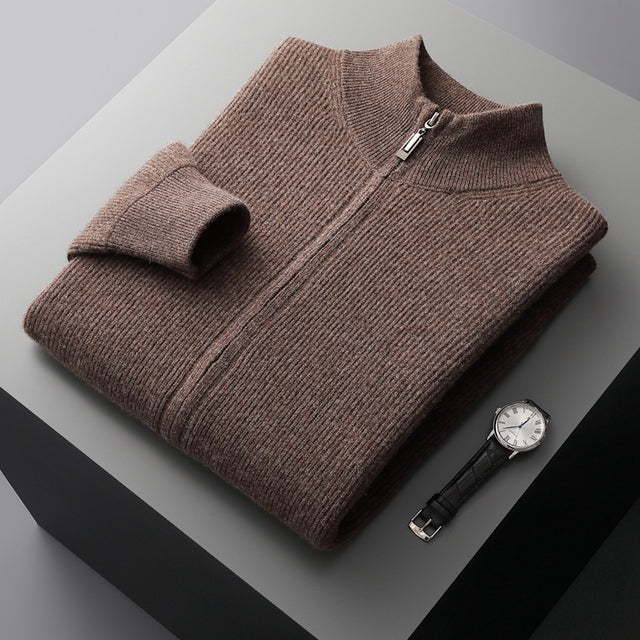 Men's Versatile Thick Wool Zippered Cardigan