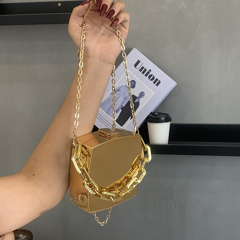Ladies Evening Clutch, Metallic Mini Purse and Handbag for Evening Event