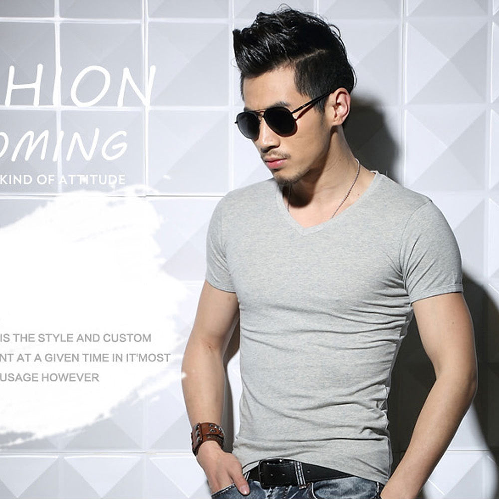 Summer Short Sleeve T-Shirt, Crew Neck Slim Fit Top