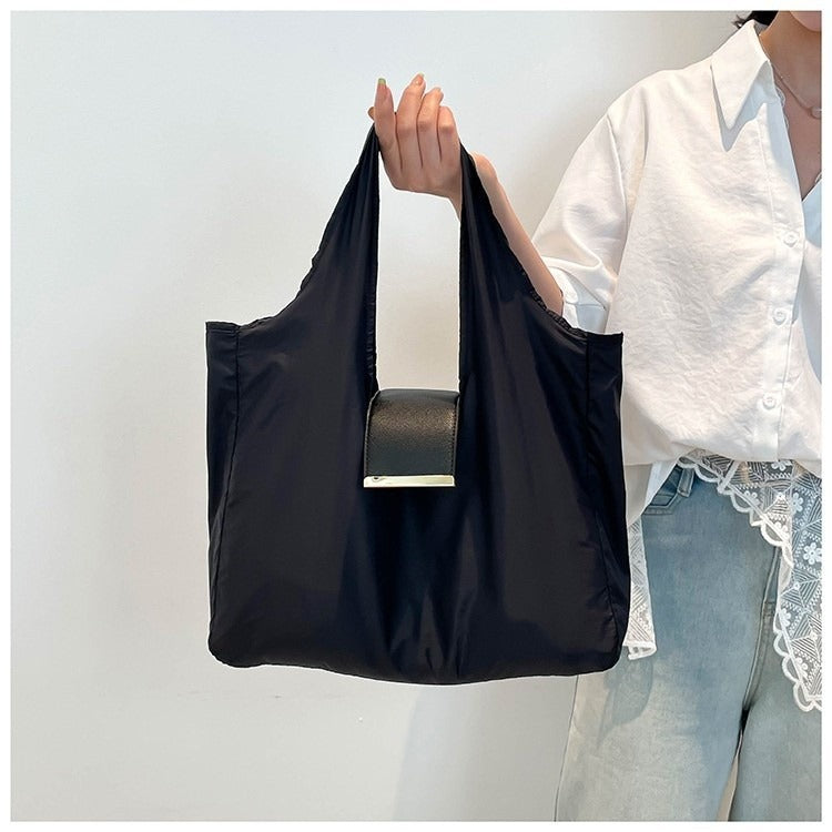 Women's Lightweight Nylon Shoulder Handbag with Key-ring