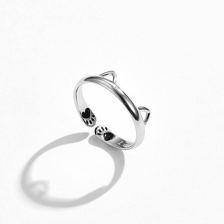 S925 Sterling Silver Cat Ear Bread Ring