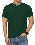 mens golf shirt mens golf polo Mens Collarless Golf Polo Shirts Army green polo shirts dress polo shirts club polo shirt holiday vacation polo shirts for men mens polos mock colar Golfing shirt