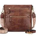 Women's Crossbody Bag, Vegan Leather, Medium Multi-pocket Cross Body Messenger Bag, Handbag with Guitar Strap